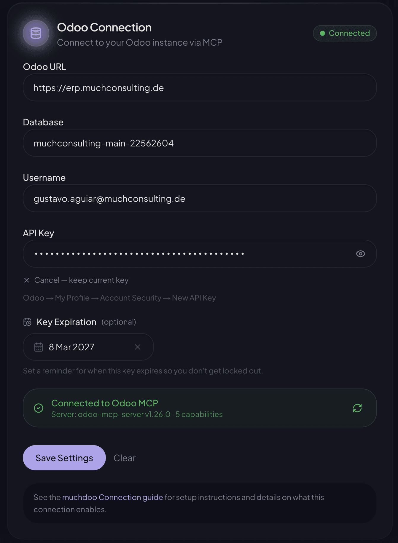Claudioo — Connected to Odoo MCP